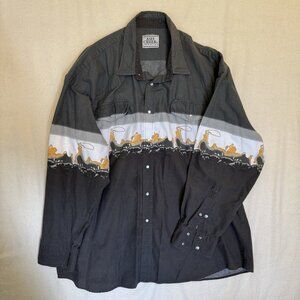 Vintage Ash Creek Shirt Mens Western Cowboy Pattern Pearl Snap Horse Rodeo XXXL